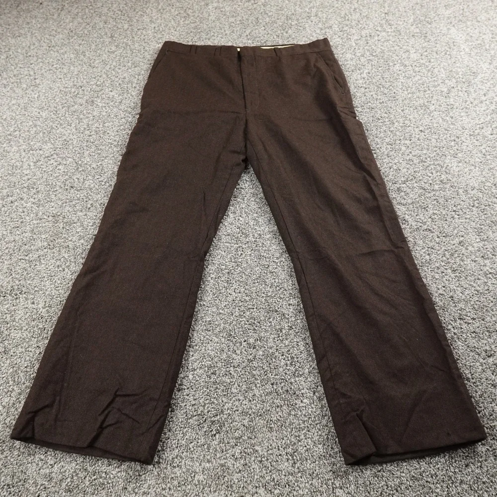 VTG Higgins Pants Mens 37X30 Brown Slacks Chino Dress Trousers Pleated USA Retro